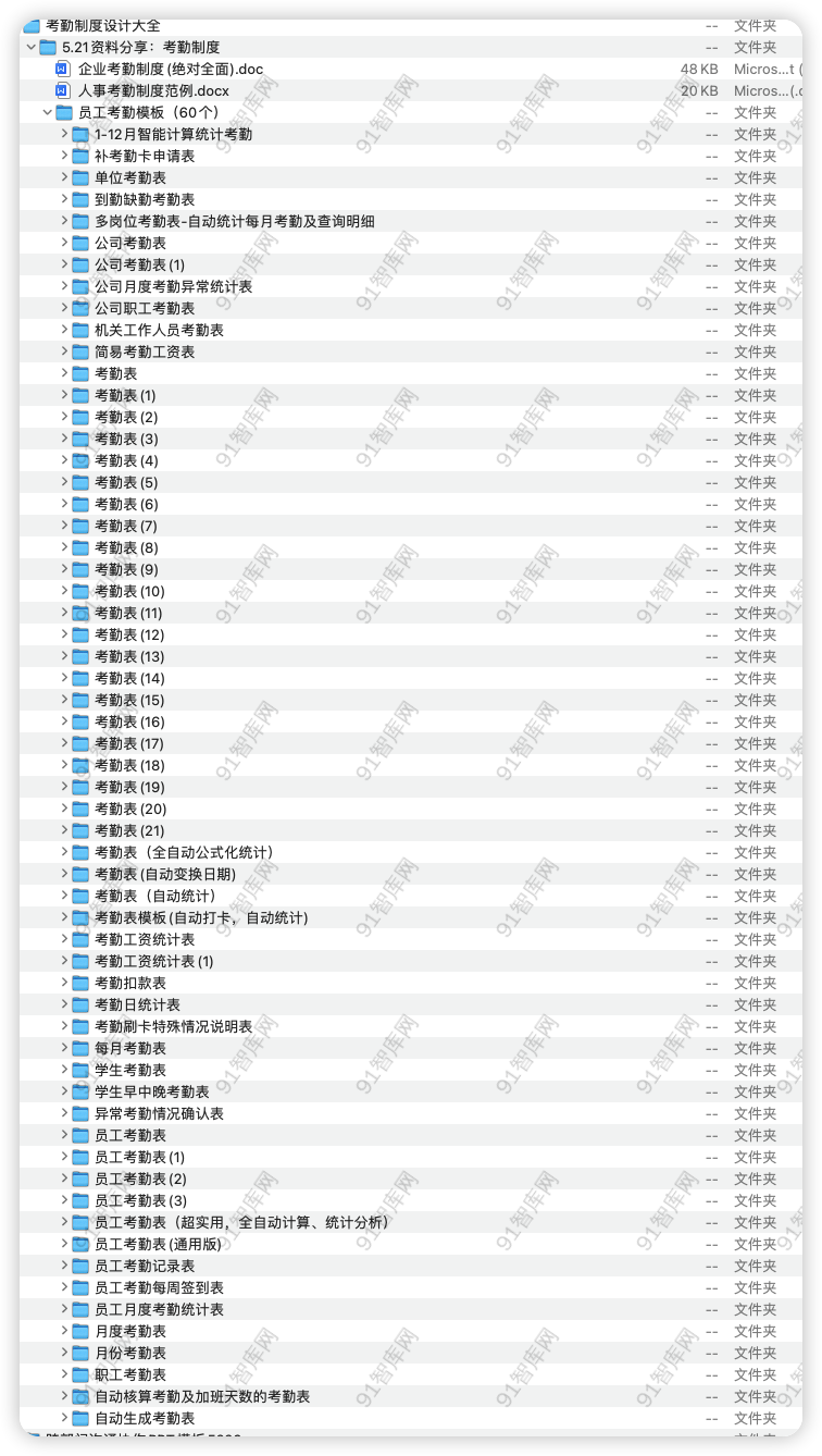 考勤制度设计大全-91智库网