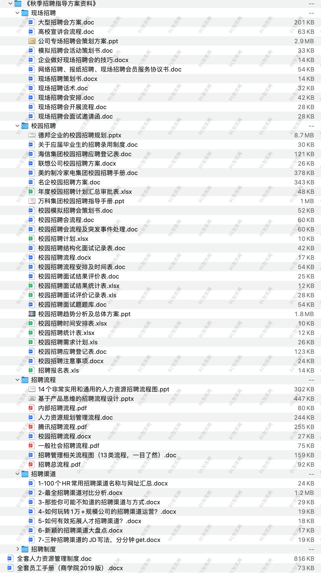 秋季招聘指导方案资料 ，共78份文档资料-91智库网