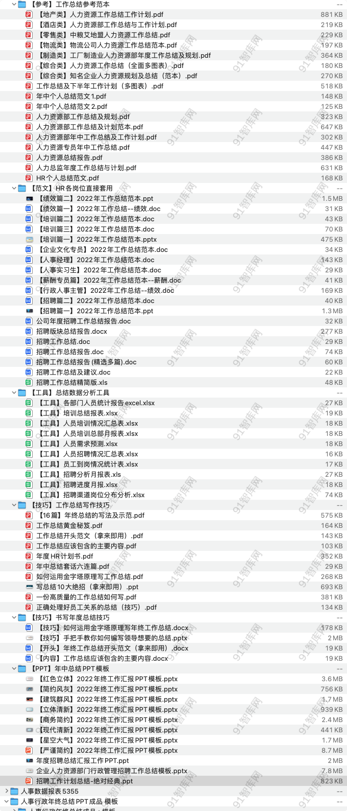 hr年中年终工作总结必备资料包，共82份文档资料 [ 44.59MB ]-91智库网