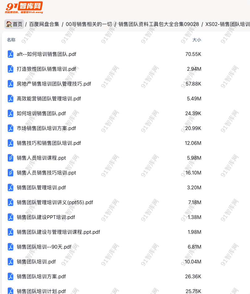 销售团队培训资料-91智库网