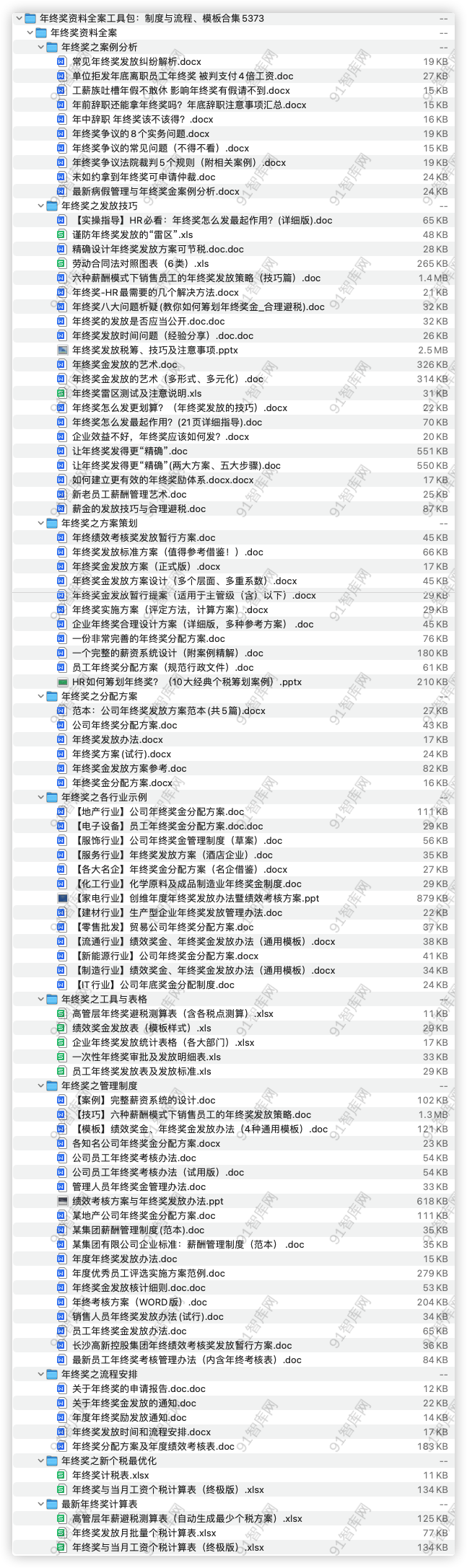 年终奖金方案工具包：制度与流程、模板合集，共99份文档资料-91智库网