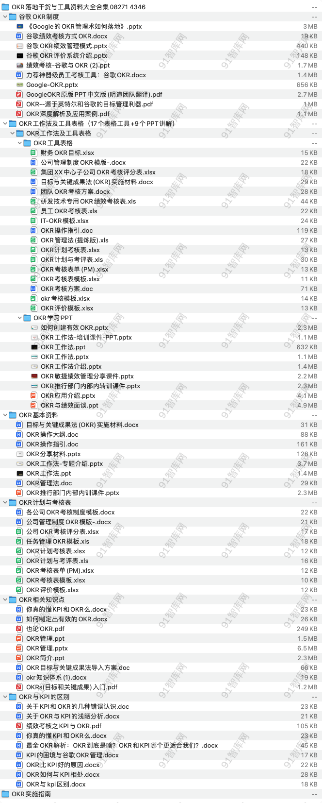 OKR落地干货与工具资料大全合集-91智库网