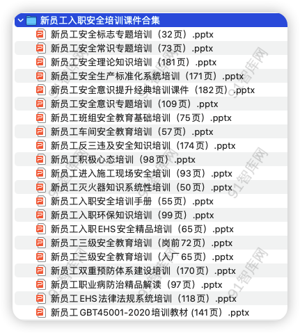 新员工入职安全培训课件合集，共21份文档资料-91智库网