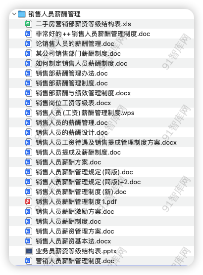 资源汇总目录：销售人员薪酬管理，共26份文档资料-91智库网
